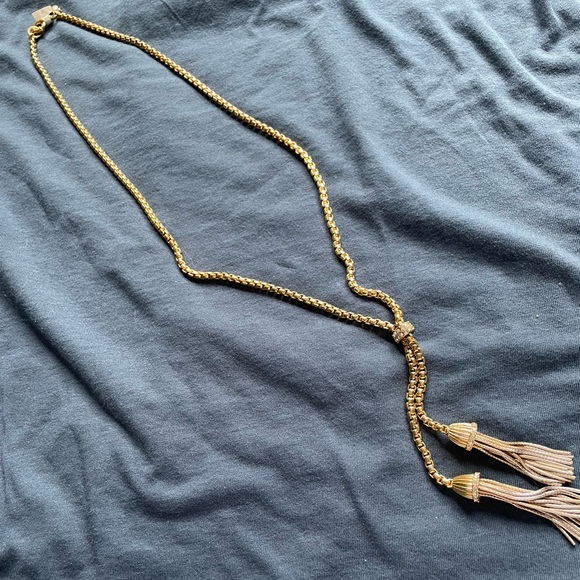 J. Crew Jewelry - J. Crew gold Lariat Double Tassel Necklace NEW